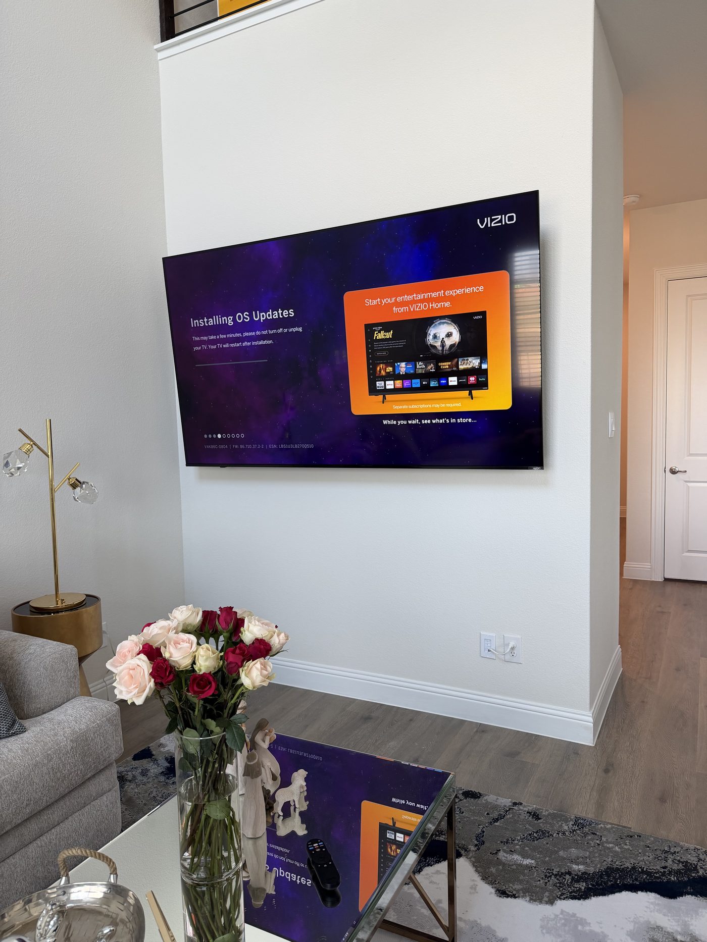 Vizio TV full motion wall mount living room Dallas TX